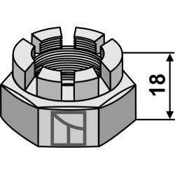 écrou hexagonal à créneaux dégagés M 30 x 3,5 pour arbre carré 30x30