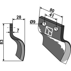 Couteau pour fossoyeuse - modèle droite - Oosterlaan - S.T. RE