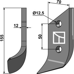 Couteau pour fossoyeuse - gauche - Dondi - 607040