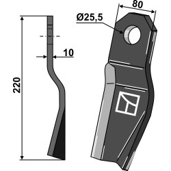 Couteau torsadé 220x80mm - modèle droite - Röll - 690616 / 308894