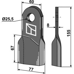 Fléau 155x60mm, gauche - Röll - 650323