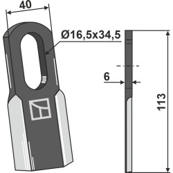Couteau droit 113x40mm - Agrimaster - 3009689