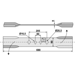 Couteau faucheur 690mm - gauche - Fischer