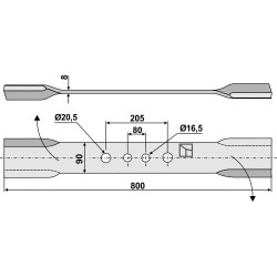 Couteau faucheur 800mm - droit - Fischer