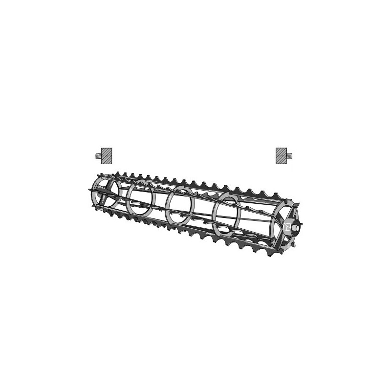 Rouleaux cage à barres crénelées avec arbre Ø25 - 1800mm
