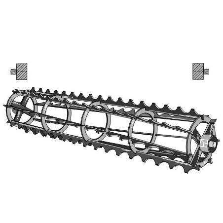 Rouleaux cage à barres crénelées avec arbre Ø25 - 1640mm