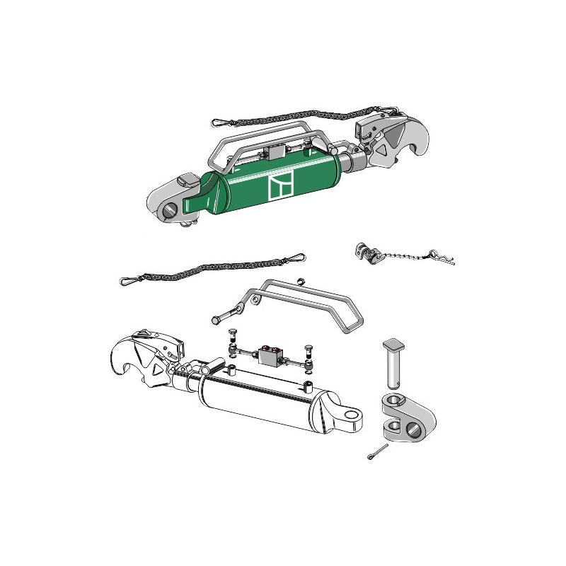 Barre de poussée hydraulique avec crochet et articulation