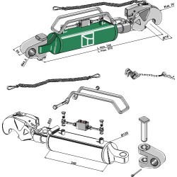 Barre de poussée hydraulique avec crochet et articulation