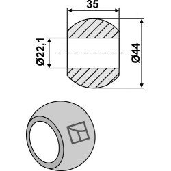 Rotule pour crochets de barres inférieures Cat. I
