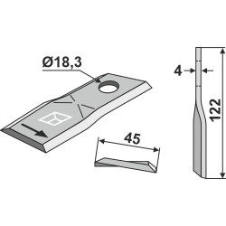 Couteau rotatif 122x45mm - Claas - 00 0104 556 0