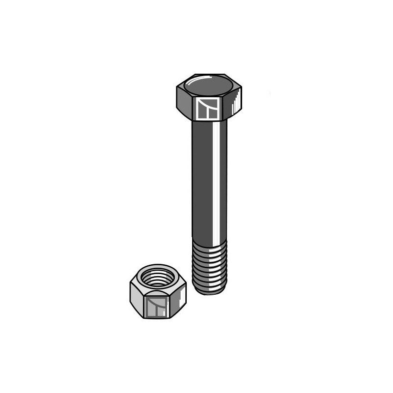 Boulon à tête hexagonale M16x2x100 avec écrou à freinage interne - Muthing - Schraube: MU980408 / Mutter: MU980401 / 2404004