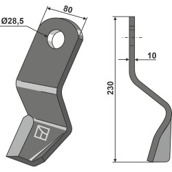 Couteau 230x80mm - modèle droite - Sauerburger - 0.004.10.49211