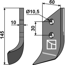 Couteau pour fossoyeuse - gauche - Dondi - 607044