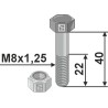 Boulon à tête hexagonale M8x1,25x40 avec écrou à freinage interne - Agrimaster - 1100816