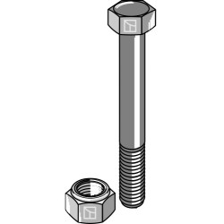Boulon à tête hexagonale M16x2x150 avec écrou à freinage interne