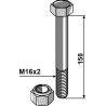 Boulon à tête hexagonale M16x2x150 avec écrou à freinage interne