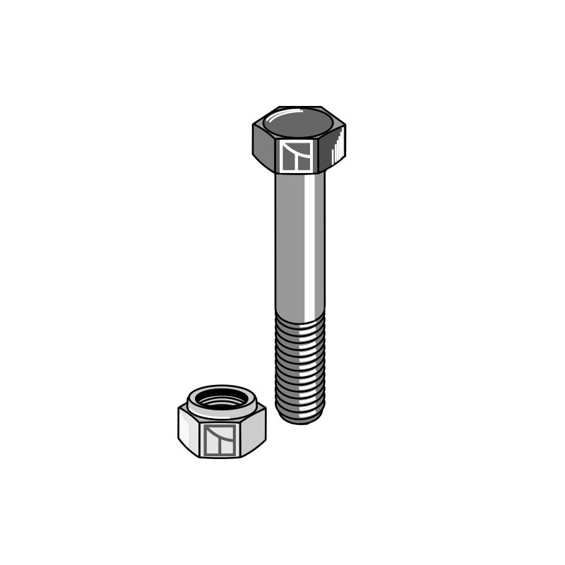 Boulon à tête hexagonale M16x1,5x110  avec écrou à freinage interne - Orsi