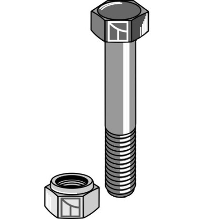 Boulon à tête hexagonale M16x1,5x110  avec écrou à freinage interne - Orsi