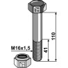 Boulon à tête hexagonale M16x1,5x110  avec écrou à freinage interne - Orsi