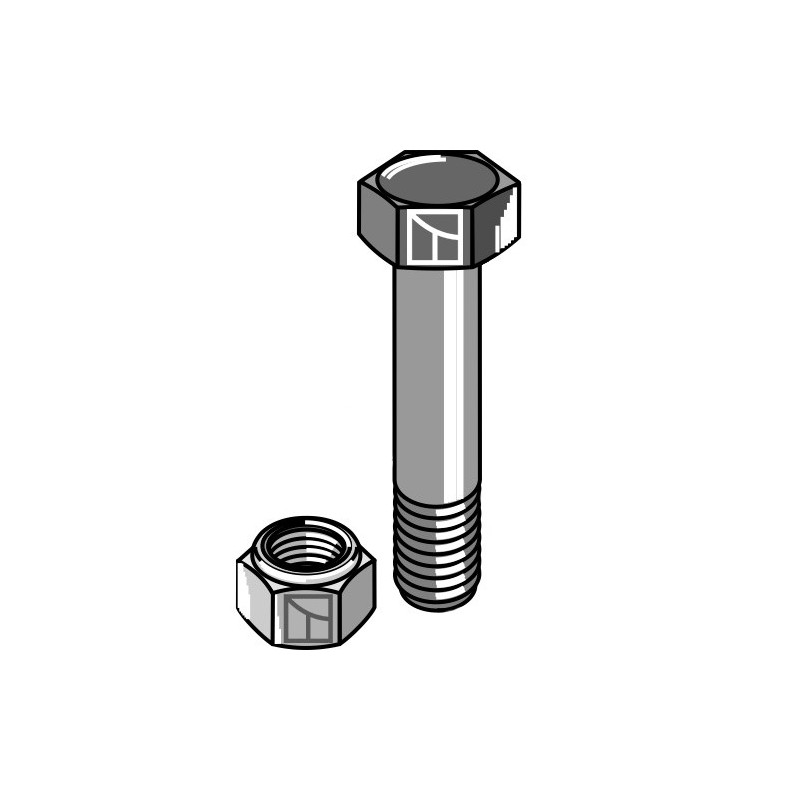Boulon à tête hexagonale M14x2x65 avec écrou à freinage interne - Assaloni - 320116001 / 320201158