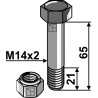 Boulon à tête hexagonale M14x2x65 avec écrou à freinage interne - Cosma