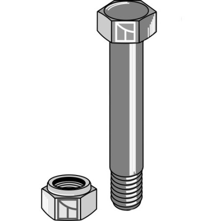Boulon à tête hexagonale M14x1,5x96 avec écrou à freinage interne - Berti - V140952PF109N