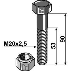 Boulon avec écrou à freinage interne - M20 - 10.9 - Mc Connel