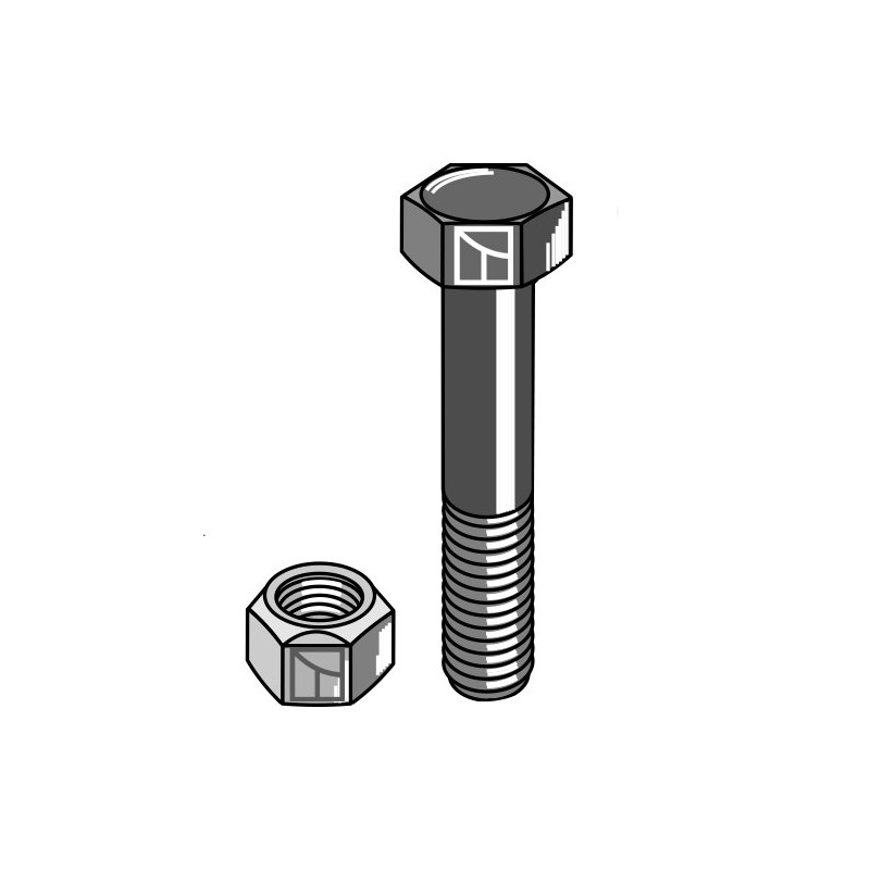 Boulon à tête hexagonale M20x2,5x100 avec écrou à freinage interne - Mc Connel - 9217208 - 9143008