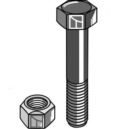 Boulon à tête hexagonale M20x2,5x100 avec écrou à freinage interne - Mc Connel - 9217208 - 9143008