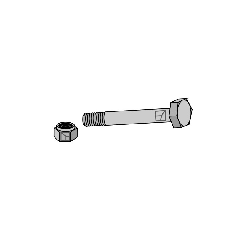 Boulon à tête hexagonale M16x2x200 avec écrou à freinage interne - Bednar - KM000295