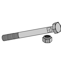 Boulon à tête hexagonale M16x2x140 avec écrou à freinage interne - Kuhn - 80061686