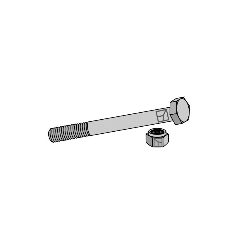 Boulon à tête hexagonale M16x2x140 avec écrou à freinage interne - Agricom