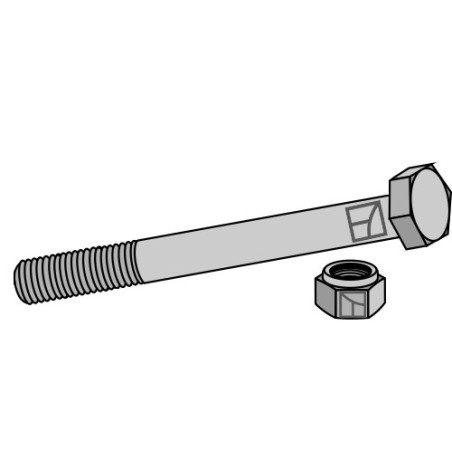 Boulon à tête hexagonale M16x2x140 avec écrou à freinage interne - Agricom