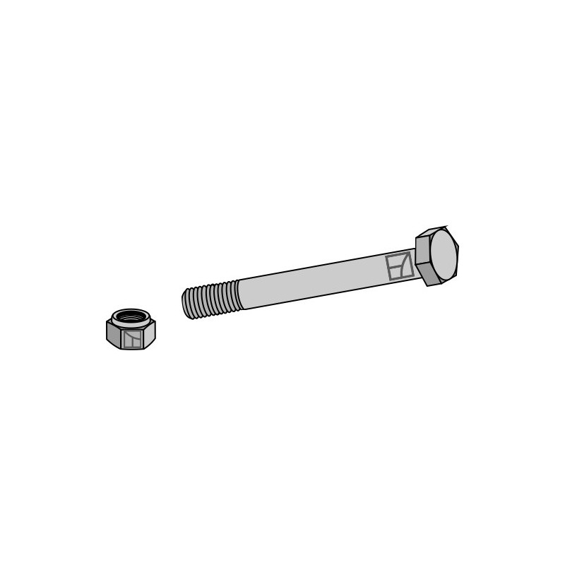 Boulon à tête hexagonale M16x2x100 avec écrou à freinage interne - Agricom
