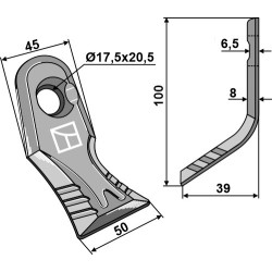 Couteau-Y 100x45mm - système à échange rapide - S.M.A. - FM48MR