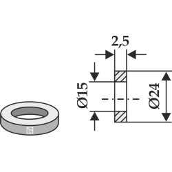 Rondelle Ø24x2,5xØ15 - Bomford - 05.282.08 - 05.281.04