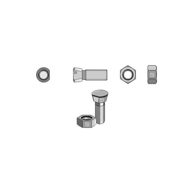 Boulon de charrue M16x2x50 avec écrou hexagonal - Amazone - DD793