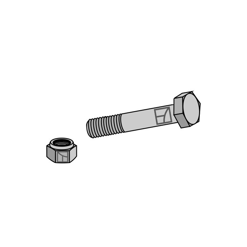 Boulon à tête hexagonale M16x2x70 avec écrou à freinage interne - Kverneland - KG00338961