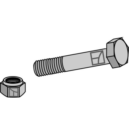 Boulon à tête hexagonale M16x2x70 avec écrou à freinage interne - Kverneland - KG00338961