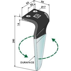 Dent pour herses rotatives (DURAFACE) 280mm, gauche - Maschio / Gaspardo - 38100223