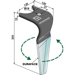 Dent pour herses rotatives (DURAFACE) 335mm, gauche - Amazone - 962338