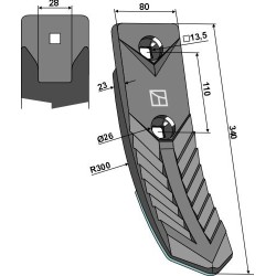 Pointe - forgée - revêtement carbure - Kongskilde