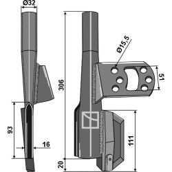 Tube de semoir - droit - Väderstad - 191168