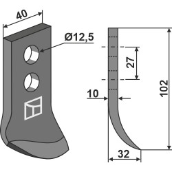Couteau pour fossoyeuse - Maletti - AFR/0 - AFR/1C AFR/0S - AFR/0S-3C
