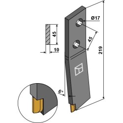 Couteau pour épandeur à fumier - gauche - Carbure - Bergmann - 10-44-0047 / 608020195