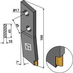 Couteau pour épandeur à fumier - gauche - Carbure - Bergmann - 09-53-0148 / 608020002
