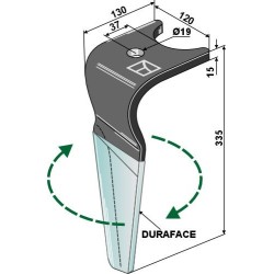 Dent pour herses rotatives (DURAFACE) 335mm, droit - Amazone - 962337