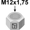 Écrou M12x1,75 - galvanisées - filet à gauche - Lemken - 3030944