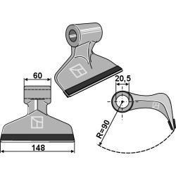 Marteau broyeur 148x60mm - PTA - Maschio / Gaspardo - 03400405 - M03400410