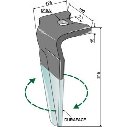 Dent pour herses rotatives (DURAFACE) 315mm, droit - Alpego - D05651